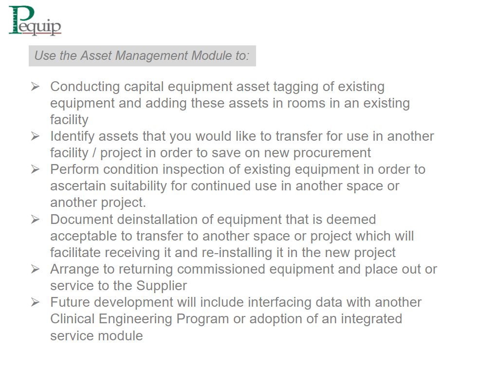 Management of Capital Equipment and Assets on an Estate Level 5